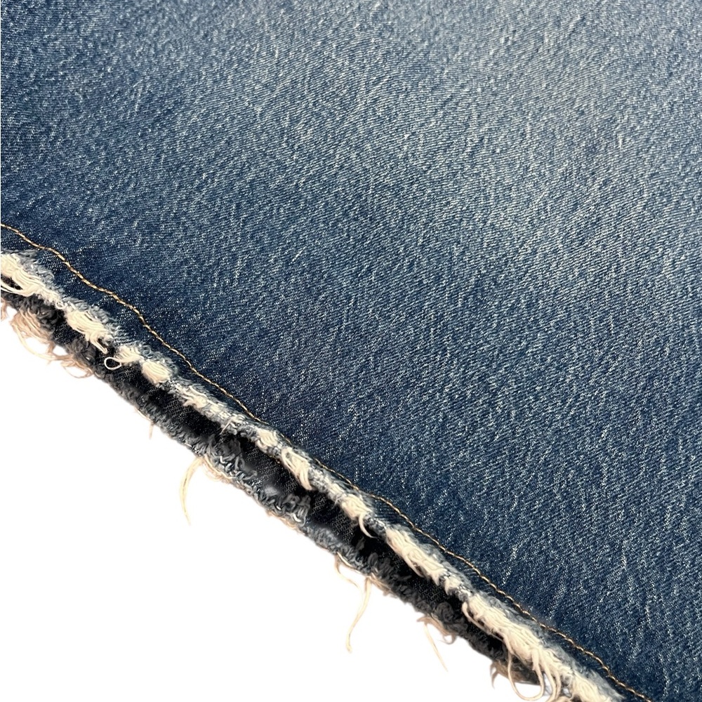 Y2K Inspired Denim Skirt Midi 28 Distressed Hem Stretch Cottagecore Modest - Picture 4 of 12